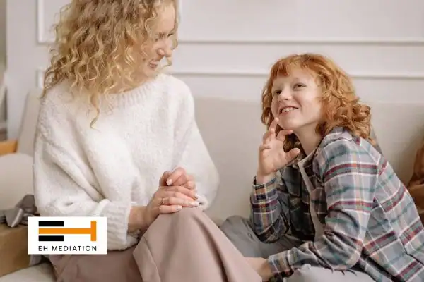 Happy mother and child after sorting child arrangements mediation Grimsby